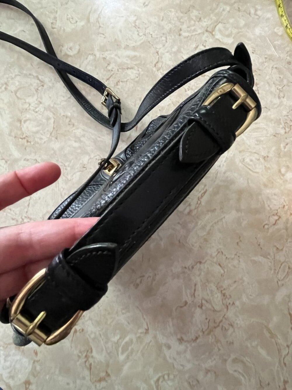 VTG Dooney & Bourke Top Handle Crossbody Black Pebbled Leather - Picture 7 of 10
